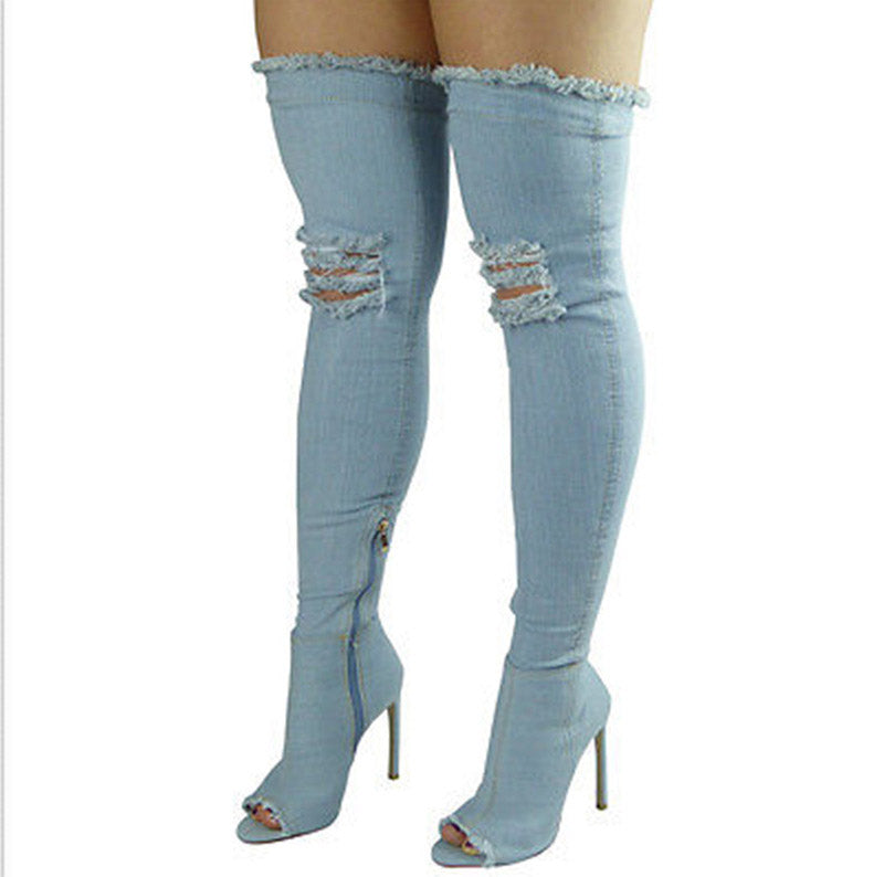 Denim Over Knee Boots