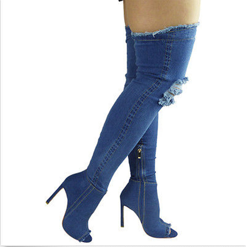 Denim Over Knee Boots