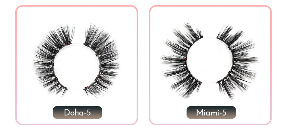 Double Layer Magnetic False Eyelashes & Magnetic Eyeliner 5 Magnets Natural Soft Fake Eyelashes Extension 2 Pairs with Tweezers