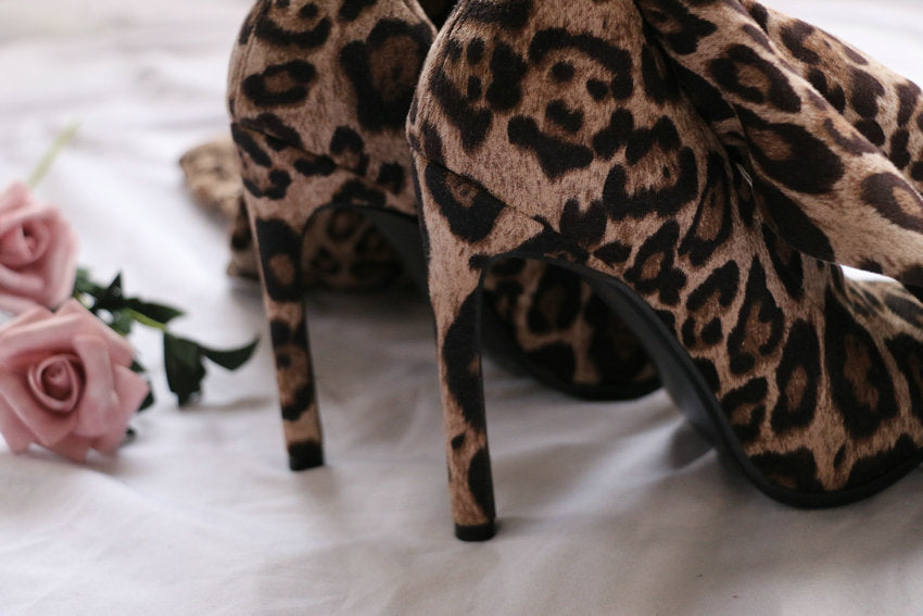 Leopard Sexy High Heel Pointed Toe Over The Knee Boots Women Shoes Size 34-43