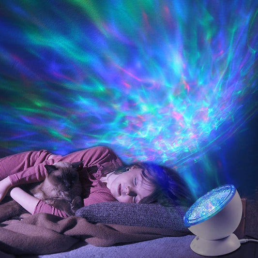 ZK20 Ocean Wave Projector 12 LED Remote Control 7 Color TFCeiling Mood Lamp with Bulit-in Speaker Music Player Night Light