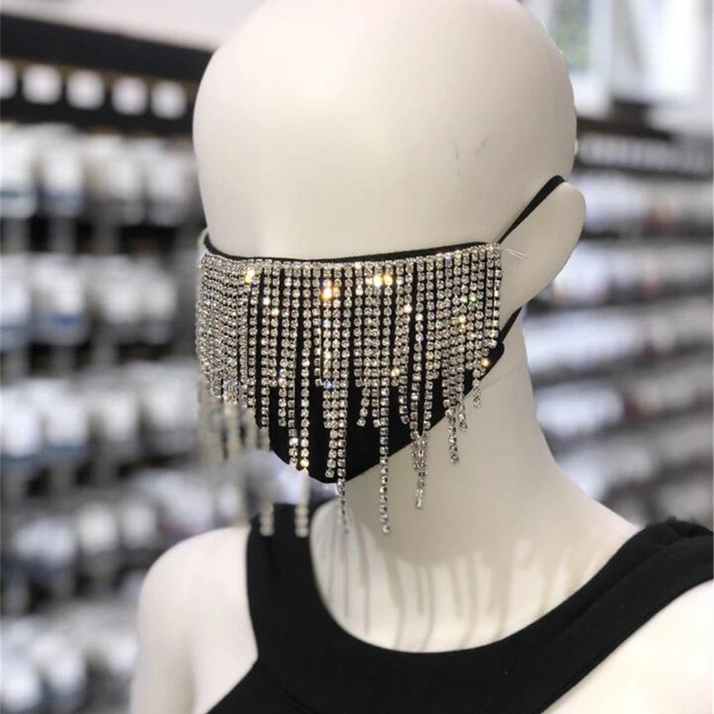 Sexy Shiny Rhinestone Tassel Mask