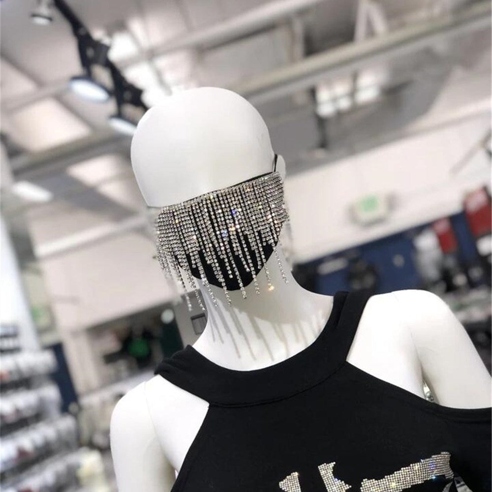 Sexy Shiny Rhinestone Tassel Mask