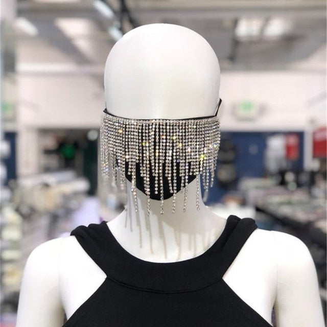 Sexy Shiny Rhinestone Tassel Mask