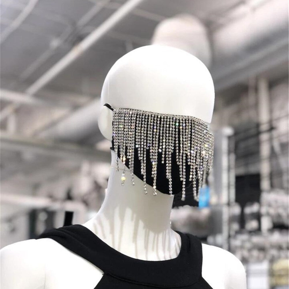 Sexy Shiny Rhinestone Tassel Mask