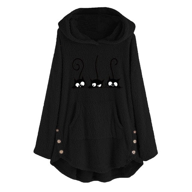 Women's Cat Fleece Hoodies