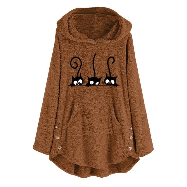 Women's Cat Fleece Hoodies