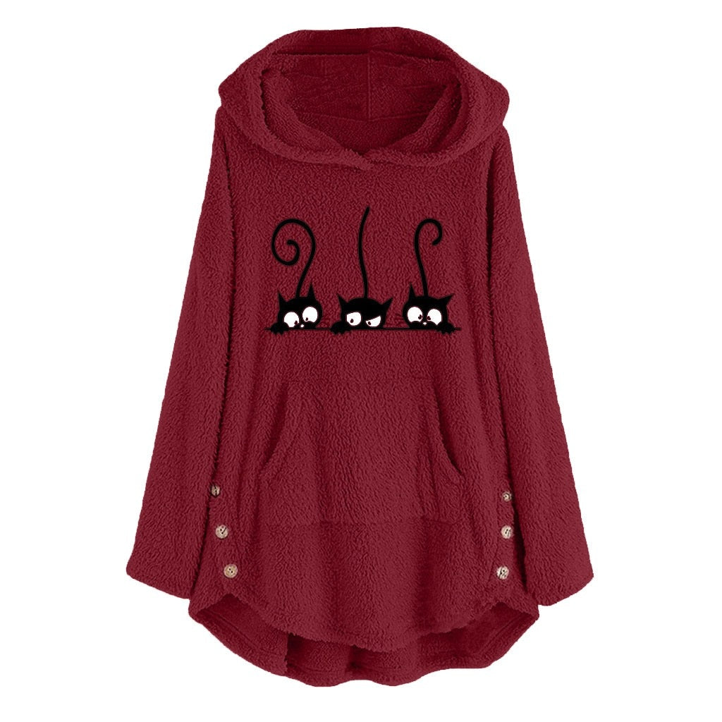 Women's Cat Fleece Hoodies