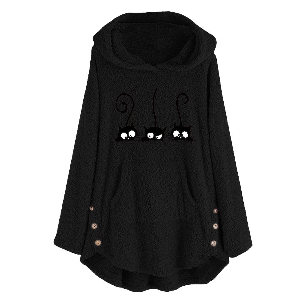 Women's Cat Fleece Hoodies