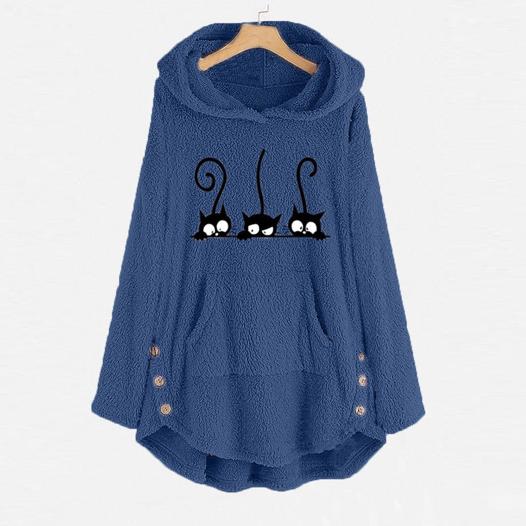 Women's Cat Fleece Hoodies