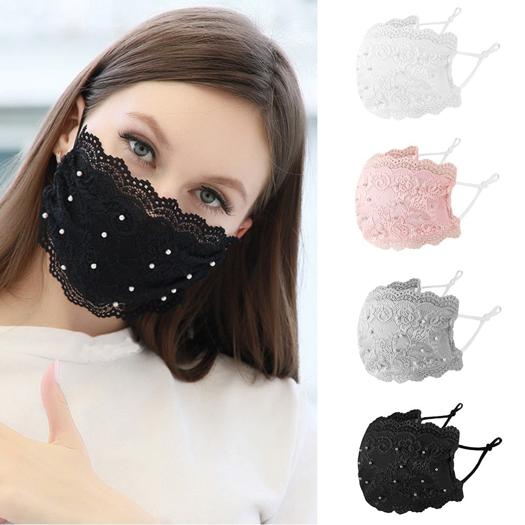 Adults 1pc Lace Face Mask Reusable And Washable