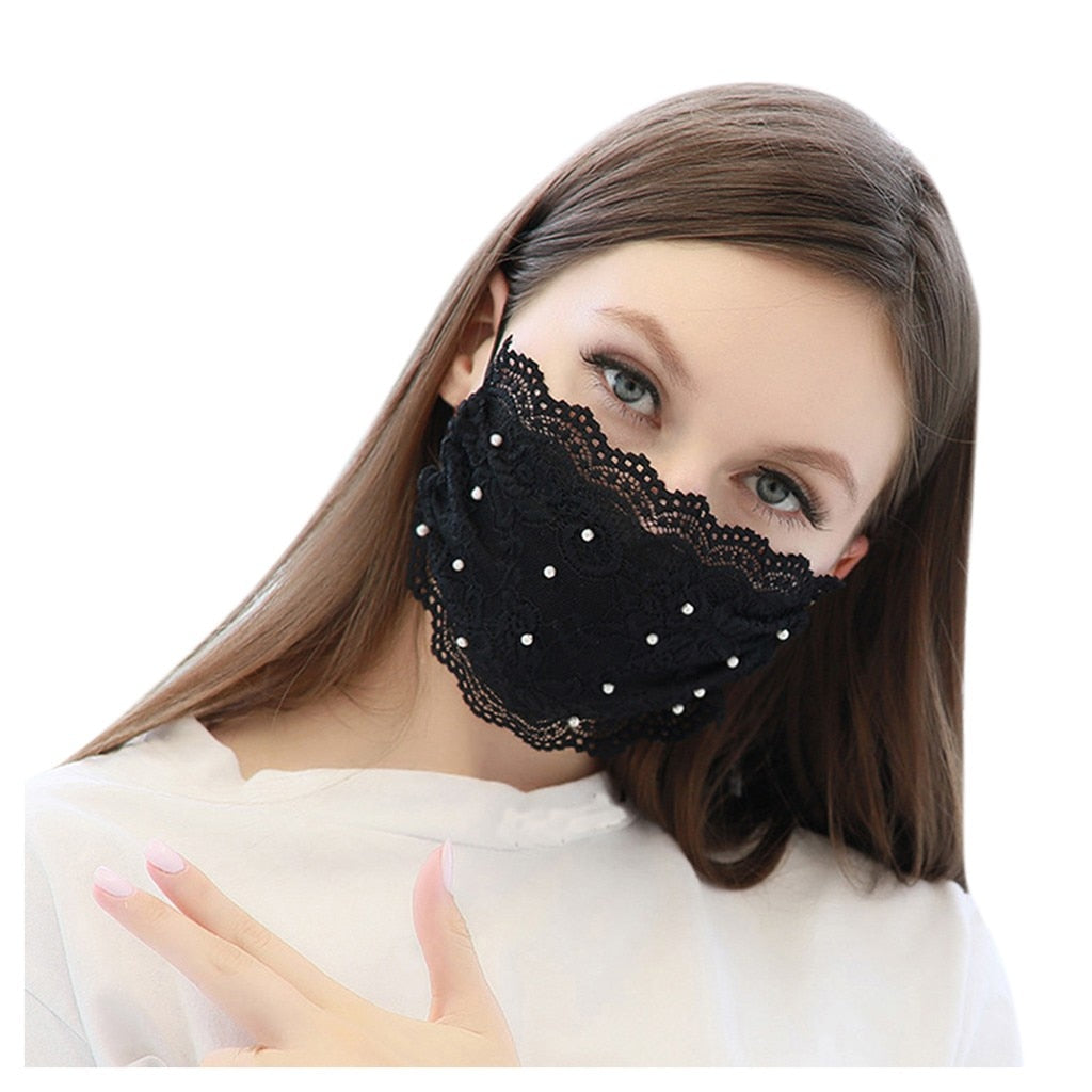 Adults 1pc Lace Face Mask Reusable And Washable