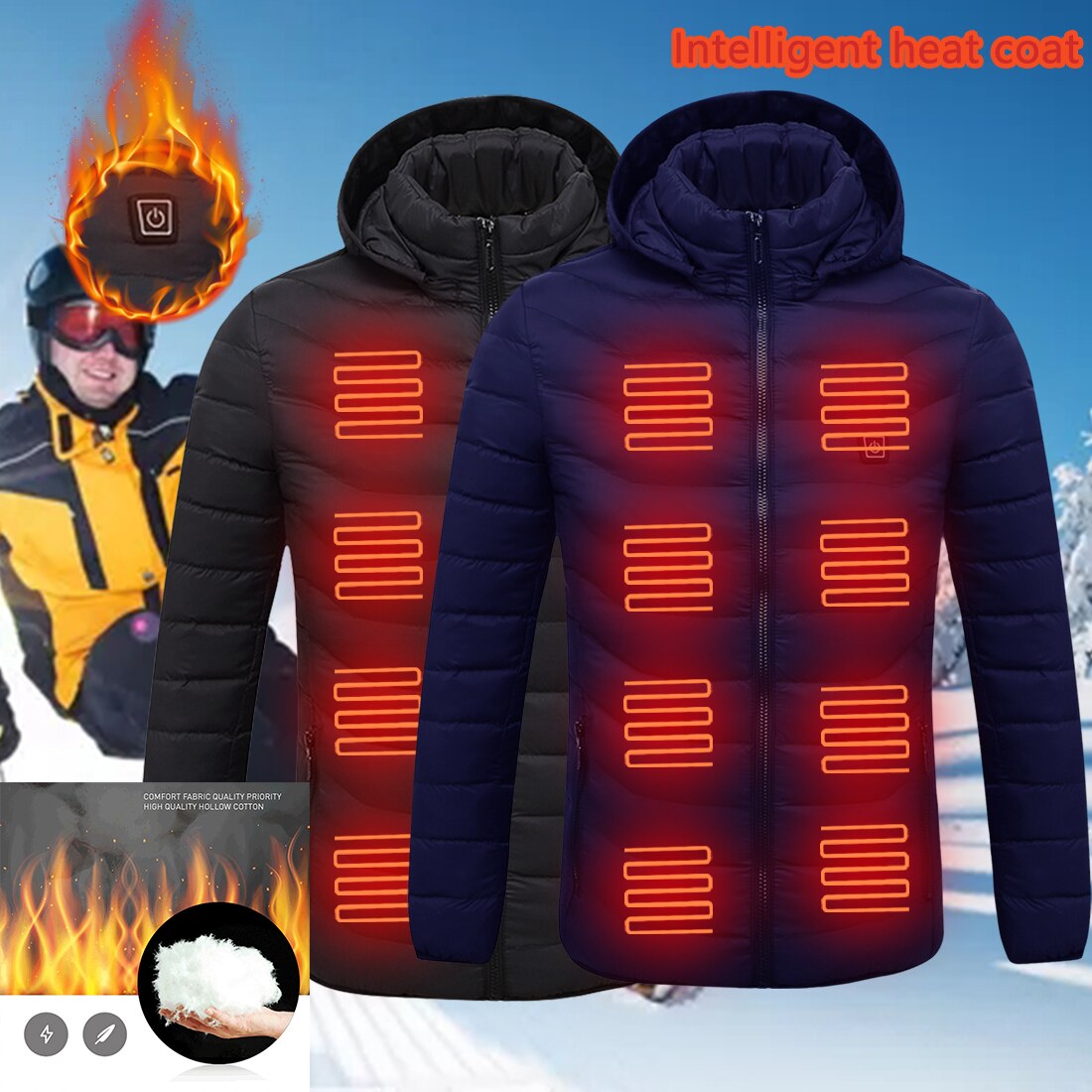 USB Electric Battery Heating Hooded Jacket