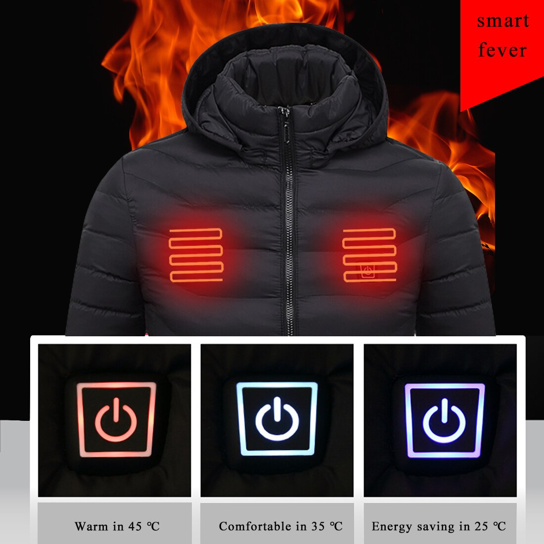 USB Electric Battery Heating Hooded Jacket