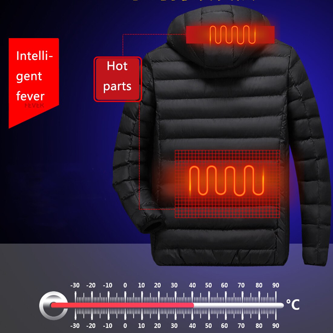 USB Electric Battery Heating Hooded Jacket