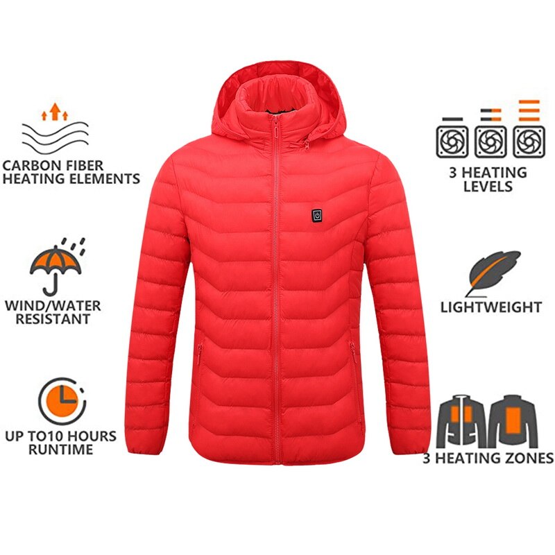 USB Electric Battery Heating Hooded Jacket