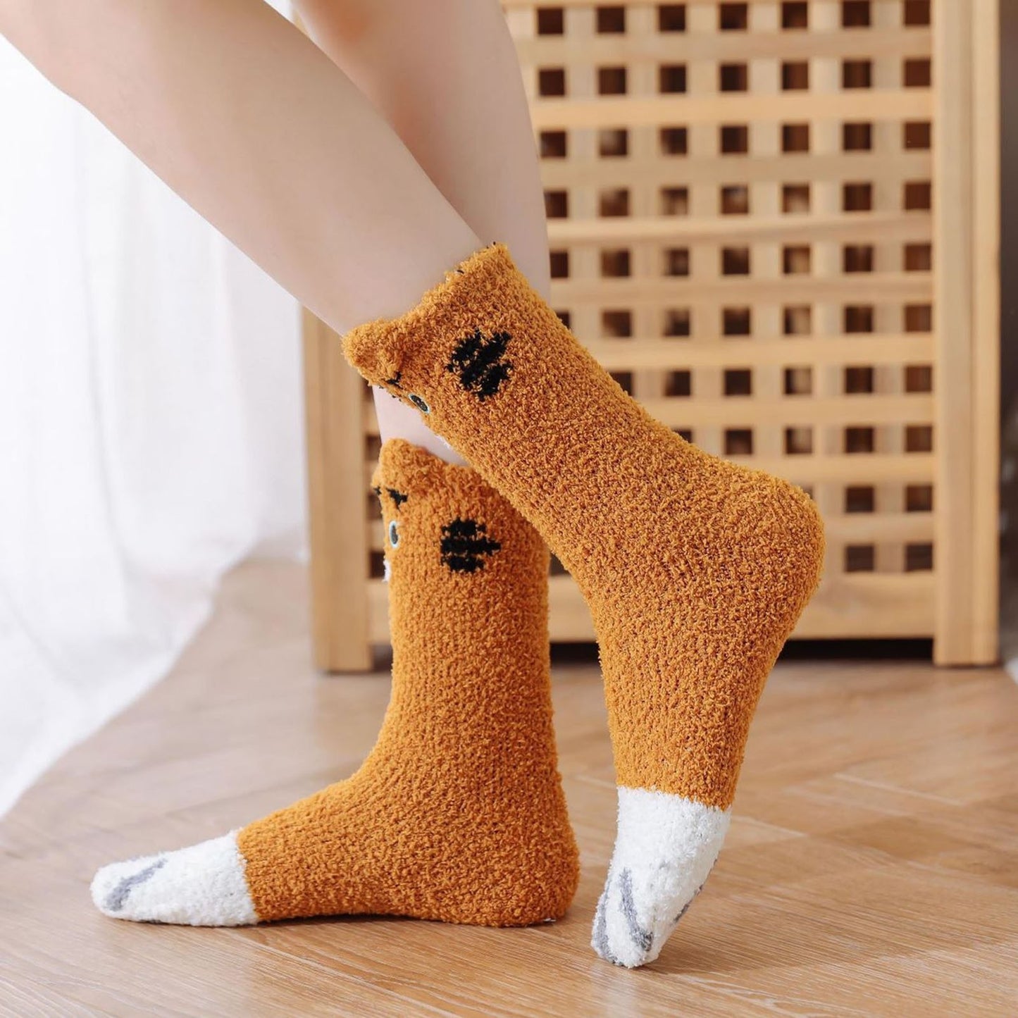 Cute Cat Claws Plush Coral Fleece Socks Anti-slip Thicken